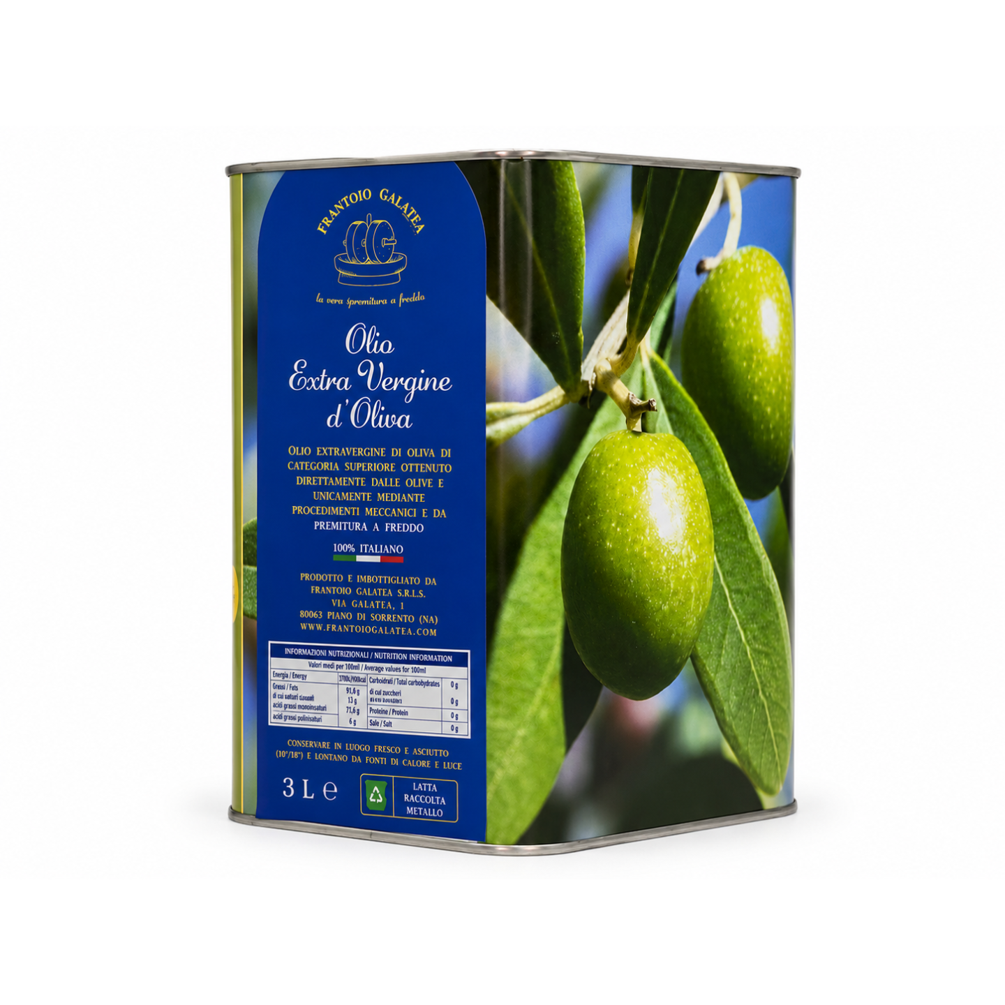 Olio Extra Vergine d'Oliva in lattina 3L - Frantoio Galatea